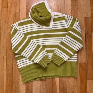 Norton McNaughton 100% cotton Green and White Striped Sweater